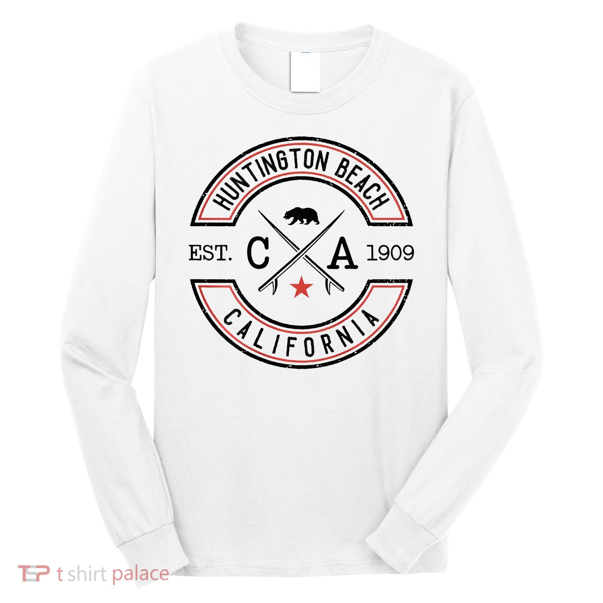 Huntington Beach California Ca Retro Surfer Long Sleeve Shirt