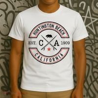 Huntington Beach California Ca Retro Surfer T-Shirt thumb 3