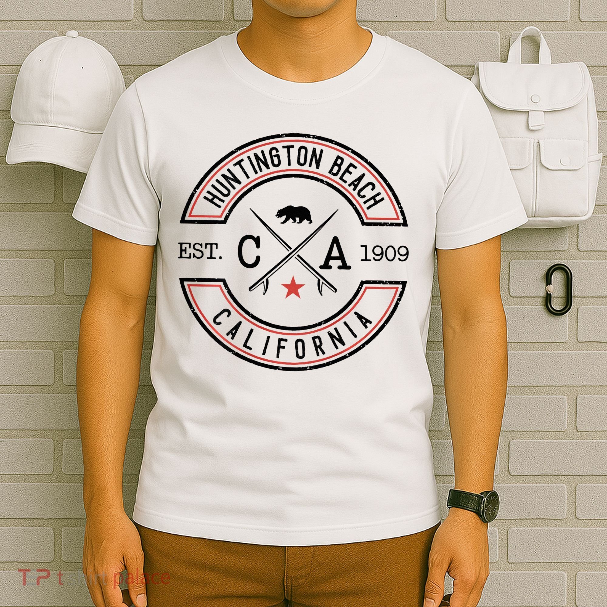 Huntington Beach California Ca Retro Surfer T-Shirt