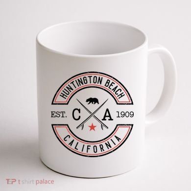 Huntington Beach California Ca Retro Surfer Coffee Mug back