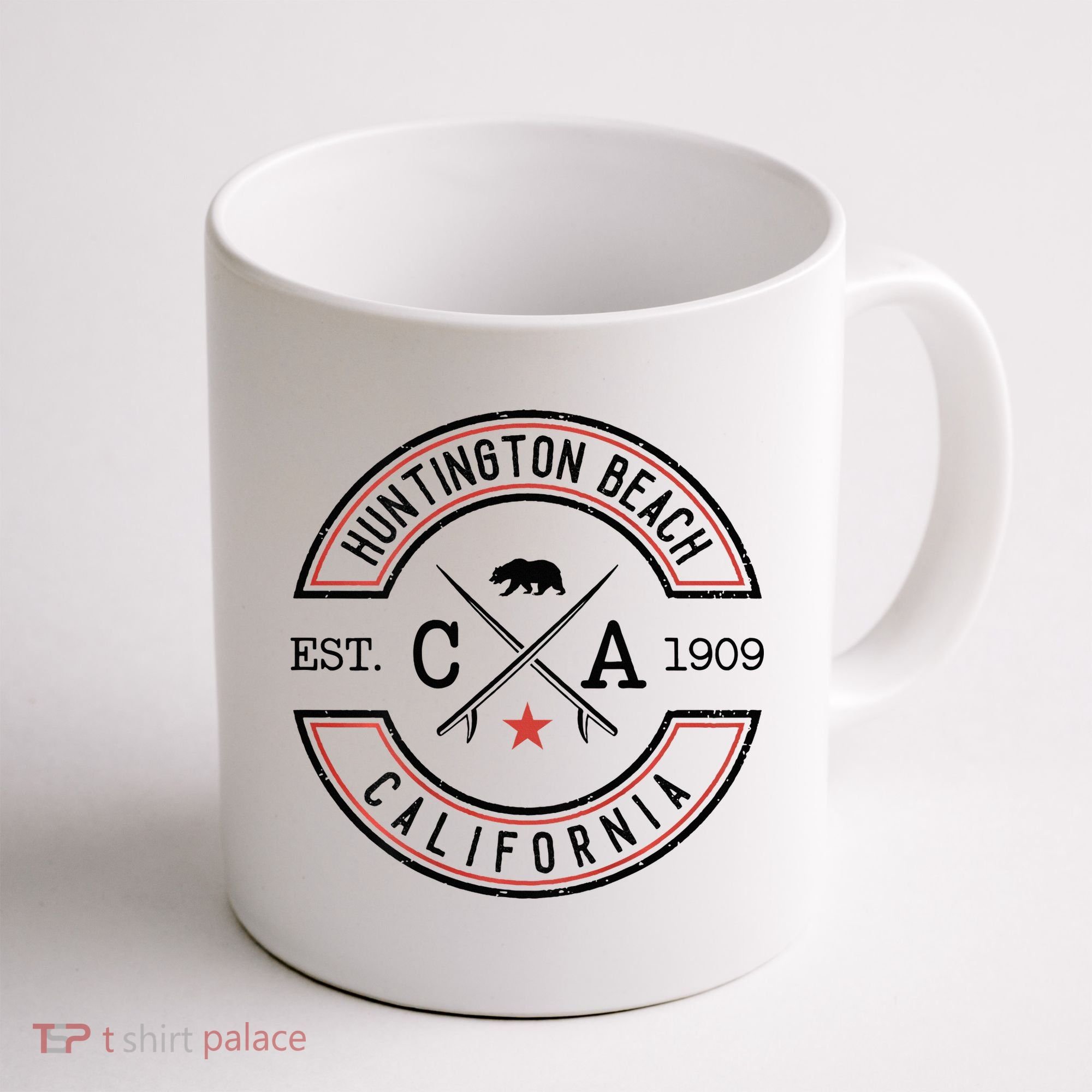 Huntington Beach California Ca Retro Surfer Coffee Mug