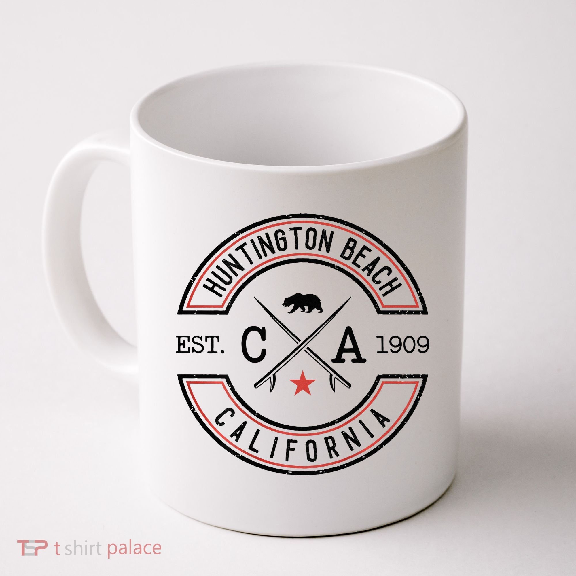 Huntington Beach California Ca Retro Surfer Coffee Mug