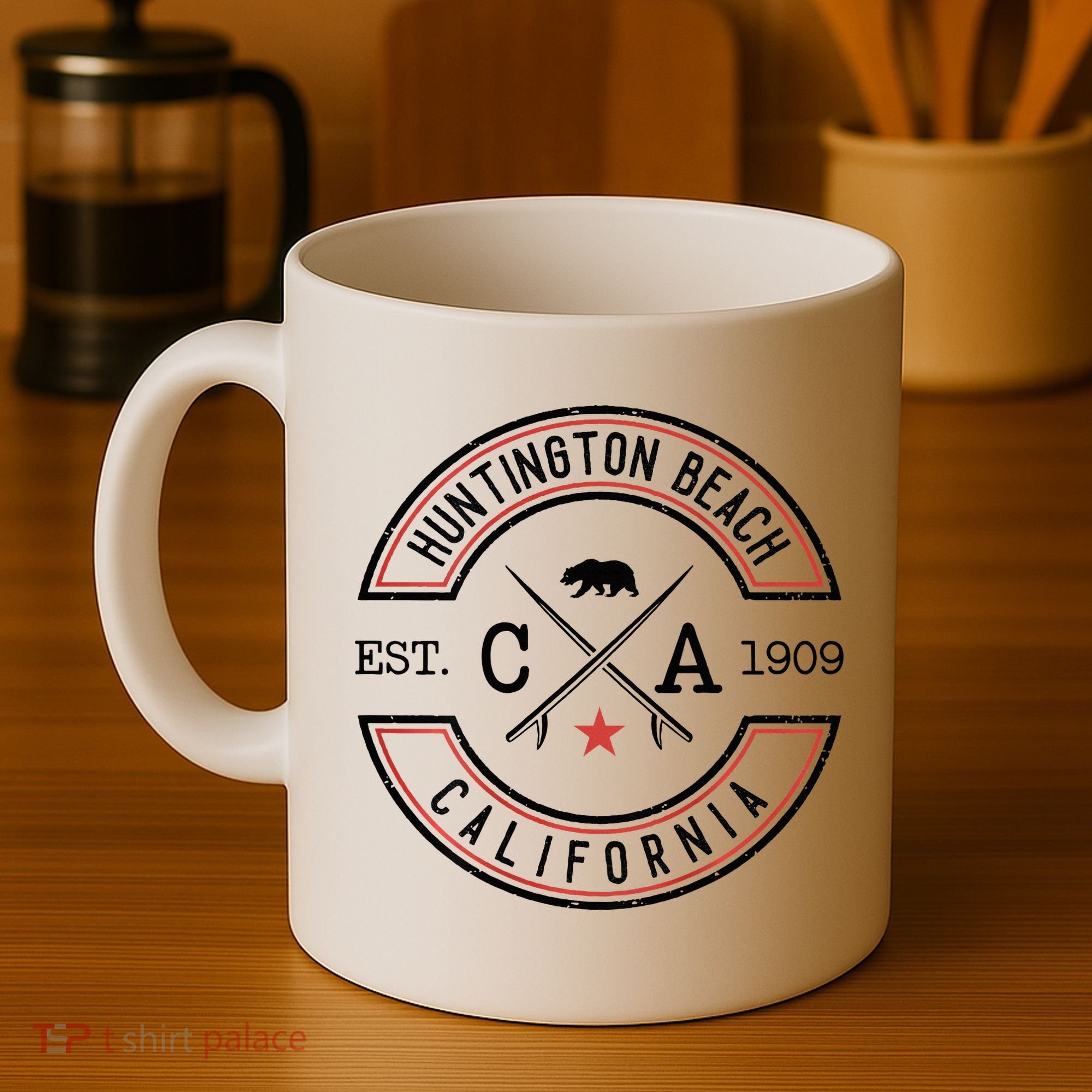 Huntington Beach California Ca Retro Surfer Coffee Mug