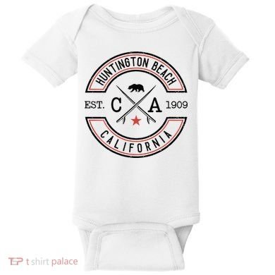 Huntington Beach California Ca Retro Surfer Baby Bodysuit