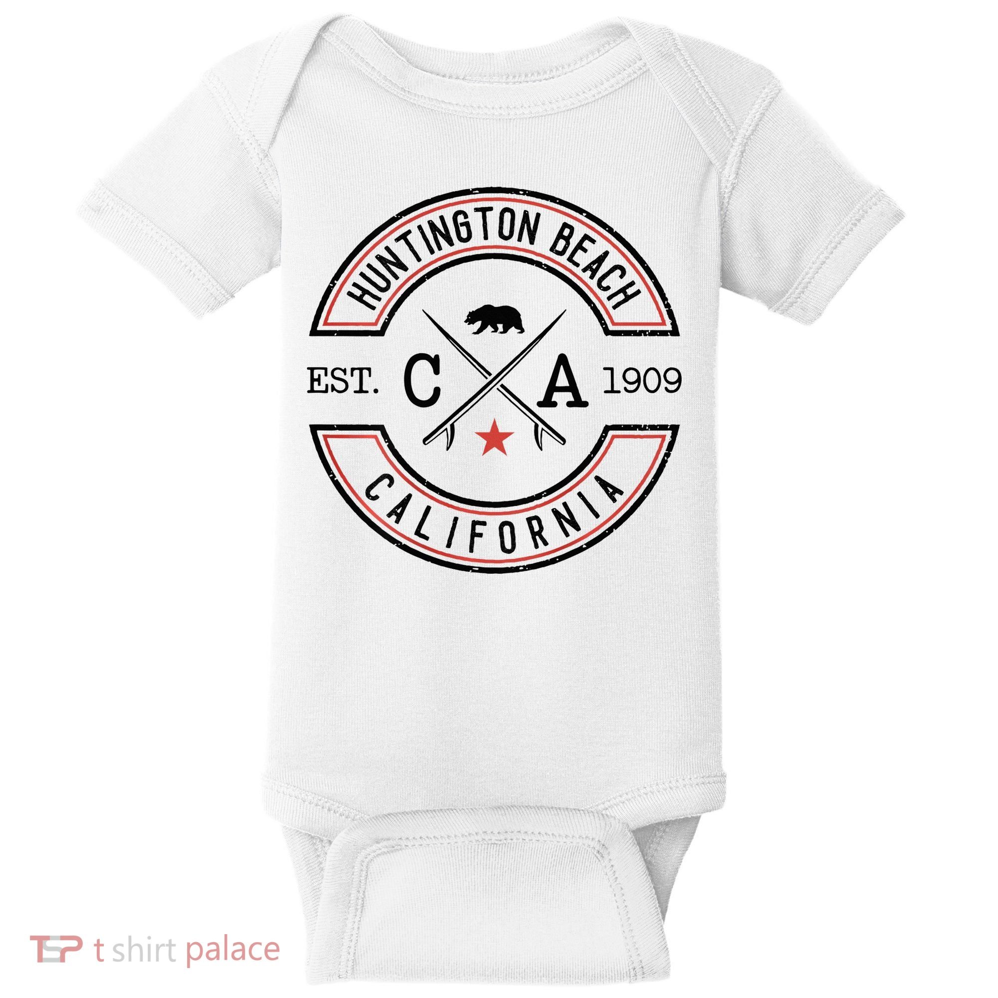 Huntington Beach California Ca Retro Surfer Baby Bodysuit