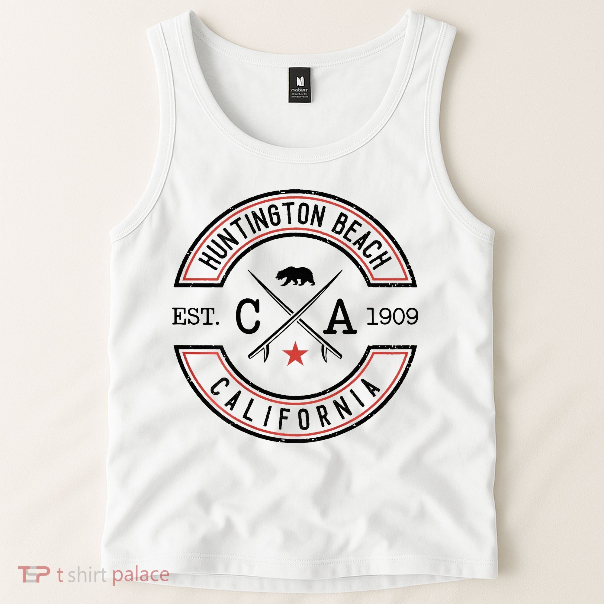 Huntington Beach California Ca Retro Surfer Tank Top