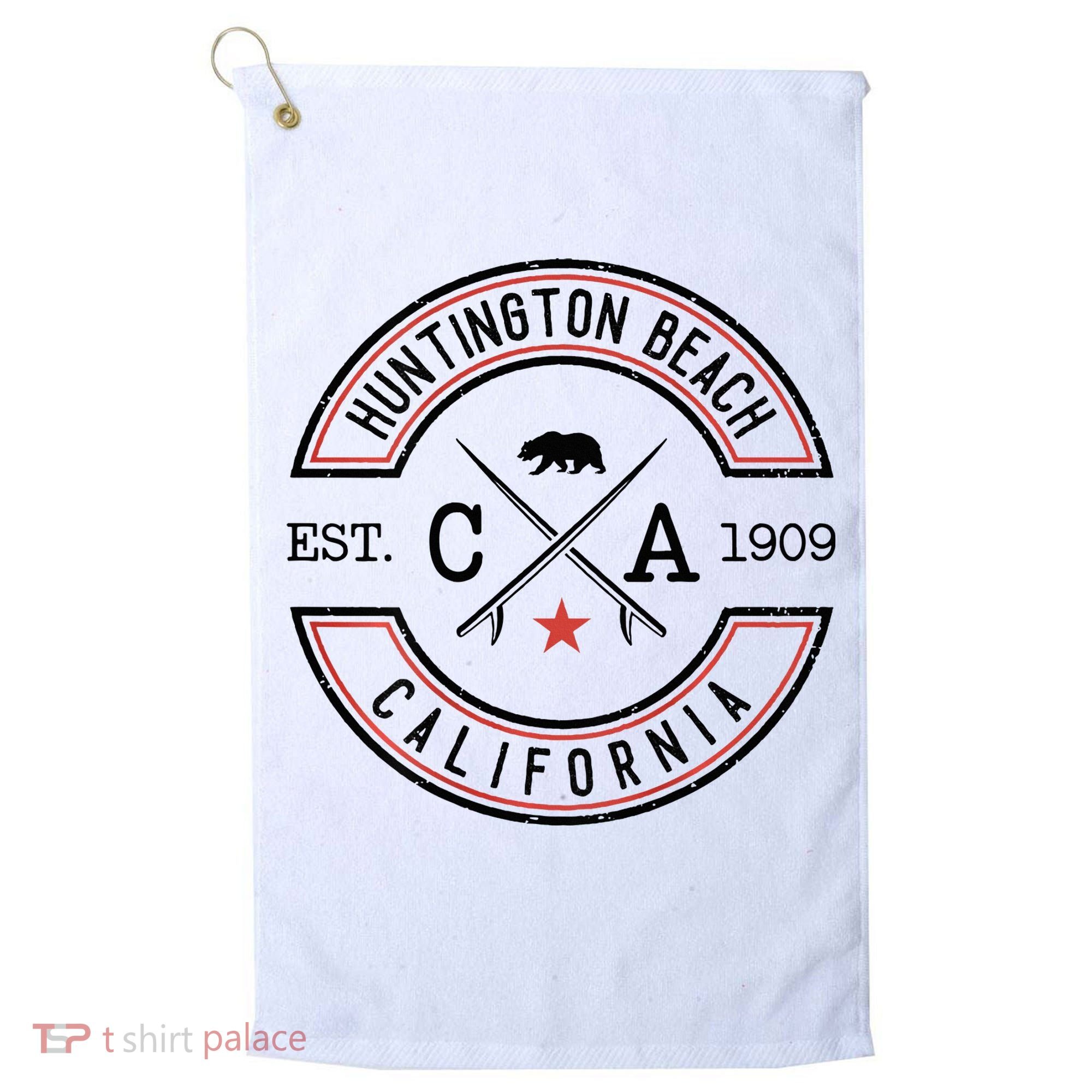 Huntington Beach California Ca Retro Surfer Golf Towel