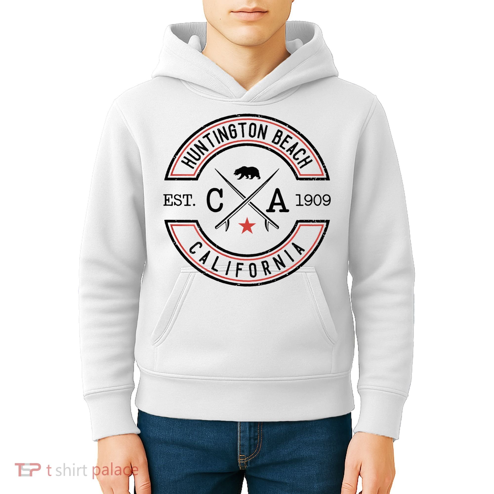 Huntington Beach California Ca Retro Surfer Kids Hoodie