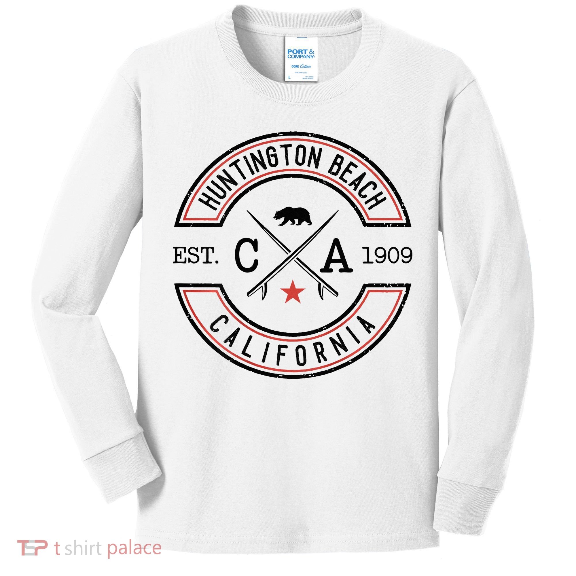 Huntington Beach California Ca Retro Surfer Kids Long Sleeve Shirt