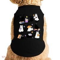 Halloween Bookish Cute Ghost Black Cat Reading Books Spooky Gift Doggie Tank thumb 0