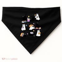 Halloween Bookish Cute Ghost Black Cat Reading Books Spooky Gift USA-Made Doggie Bandana thumb 0