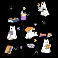 Halloween Bookish Cute Ghost Black Cat Reading Books Spooky Gift Coffee Mug thumb 5