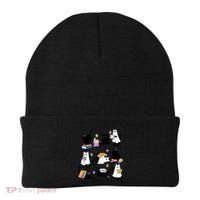 Halloween Bookish Cute Ghost Black Cat Reading Books Spooky Gift Beanie thumb 0
