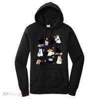 Halloween Bookish Cute Ghost Black Cat Reading Books Spooky Gift Women's Hoodie thumb 0