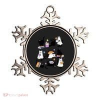 Halloween Bookish Cute Ghost Black Cat Reading Books Spooky Gift Ornament thumb 0