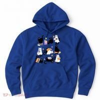 Halloween Bookish Cute Ghost Black Cat Reading Books Spooky Gift Hoodie thumb 0