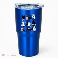 Halloween Bookish Cute Ghost Black Cat Reading Books Spooky Gift Tumbler thumb 0