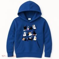 Halloween Bookish Cute Ghost Black Cat Reading Books Spooky Gift Kids Hoodie thumb 0