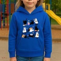 Halloween Bookish Cute Ghost Black Cat Reading Books Spooky Gift Kids Hoodie thumb 3