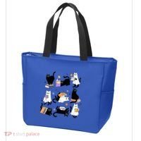 Halloween Bookish Cute Ghost Black Cat Reading Books Spooky Gift Tote Bag thumb 3
