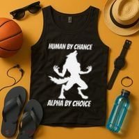 Human By Chance Alpha By Choice Funny Alpha Wolf Tank Top thumb 4