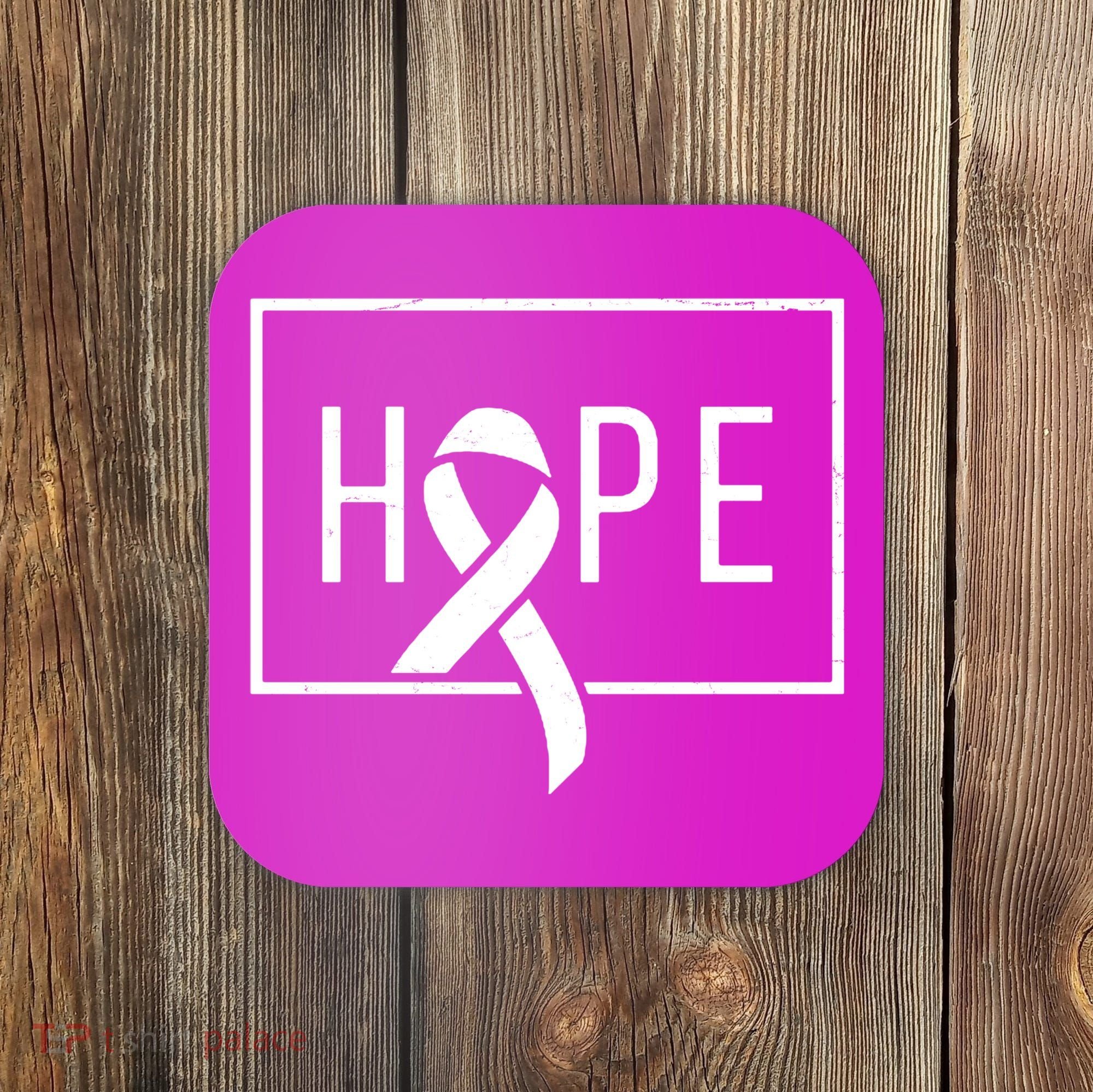 Hope Breast Cancer Awareness Ribbon Coaster