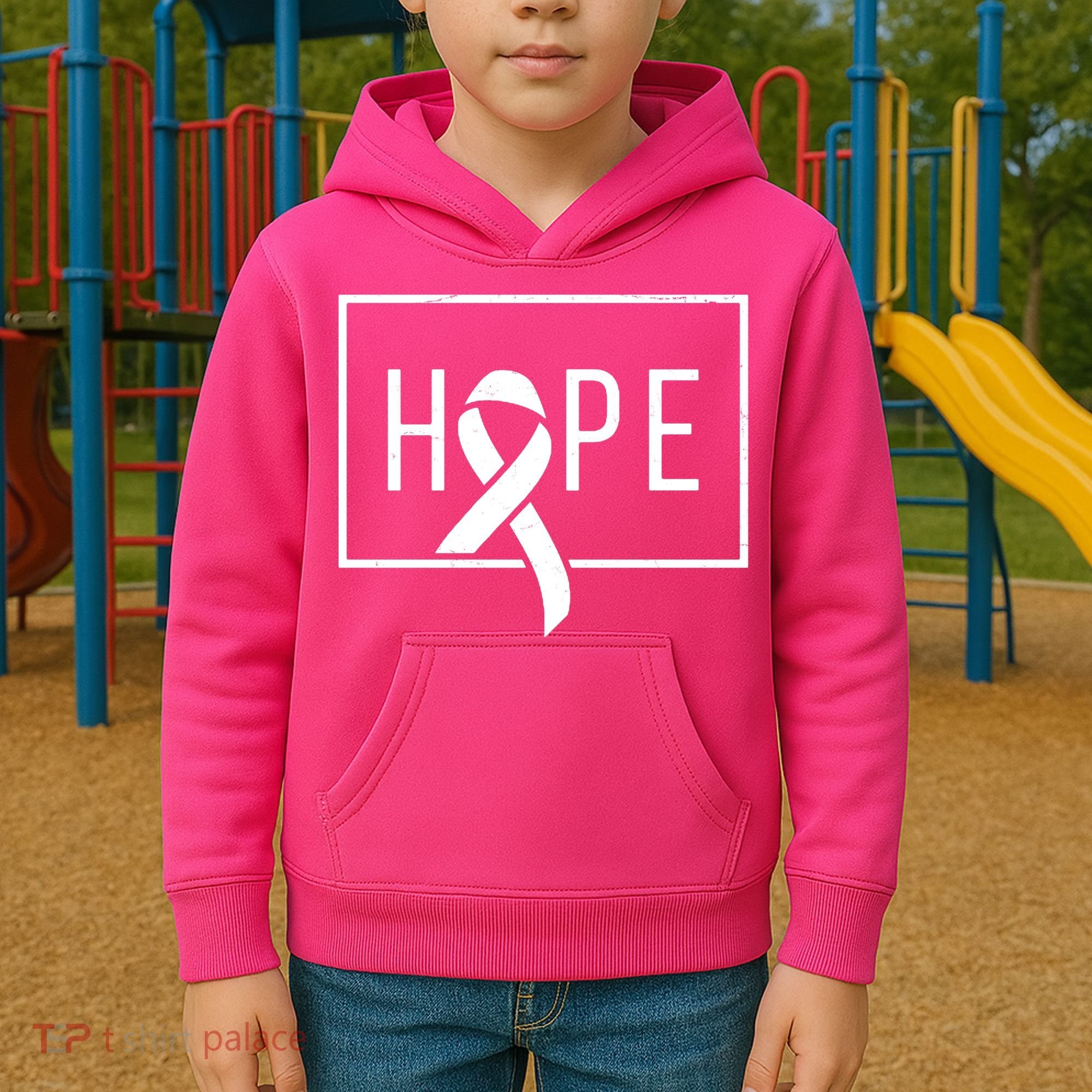 Hope Breast Cancer Awareness Ribbon Kids Hoodie