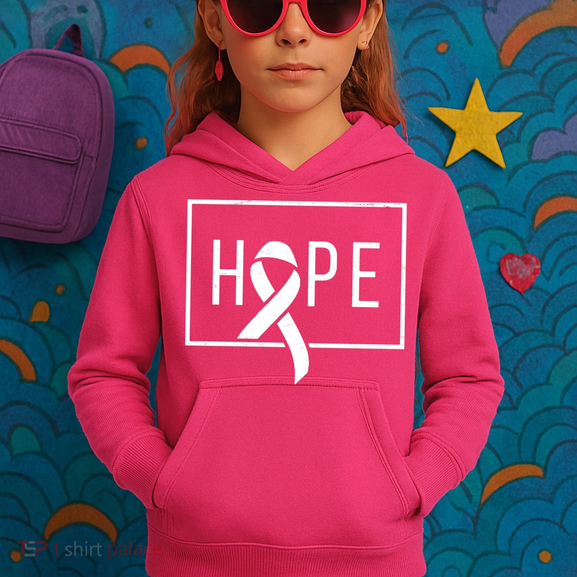 Hope Breast Cancer Awareness Ribbon Kids Hoodie