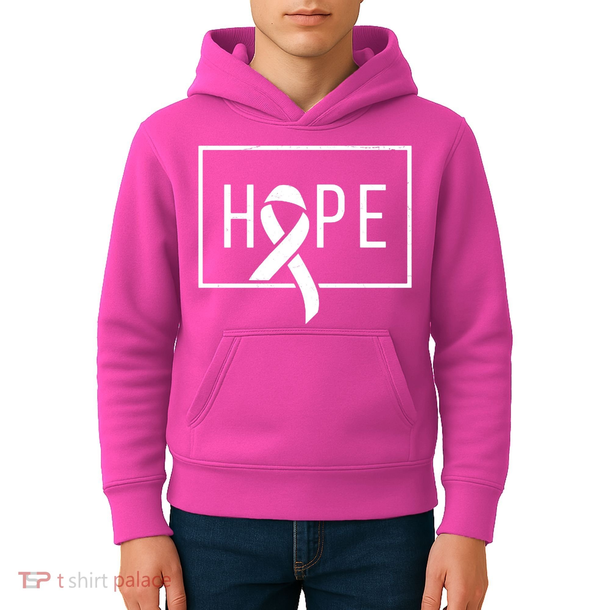 Hope Breast Cancer Awareness Ribbon Kids Hoodie