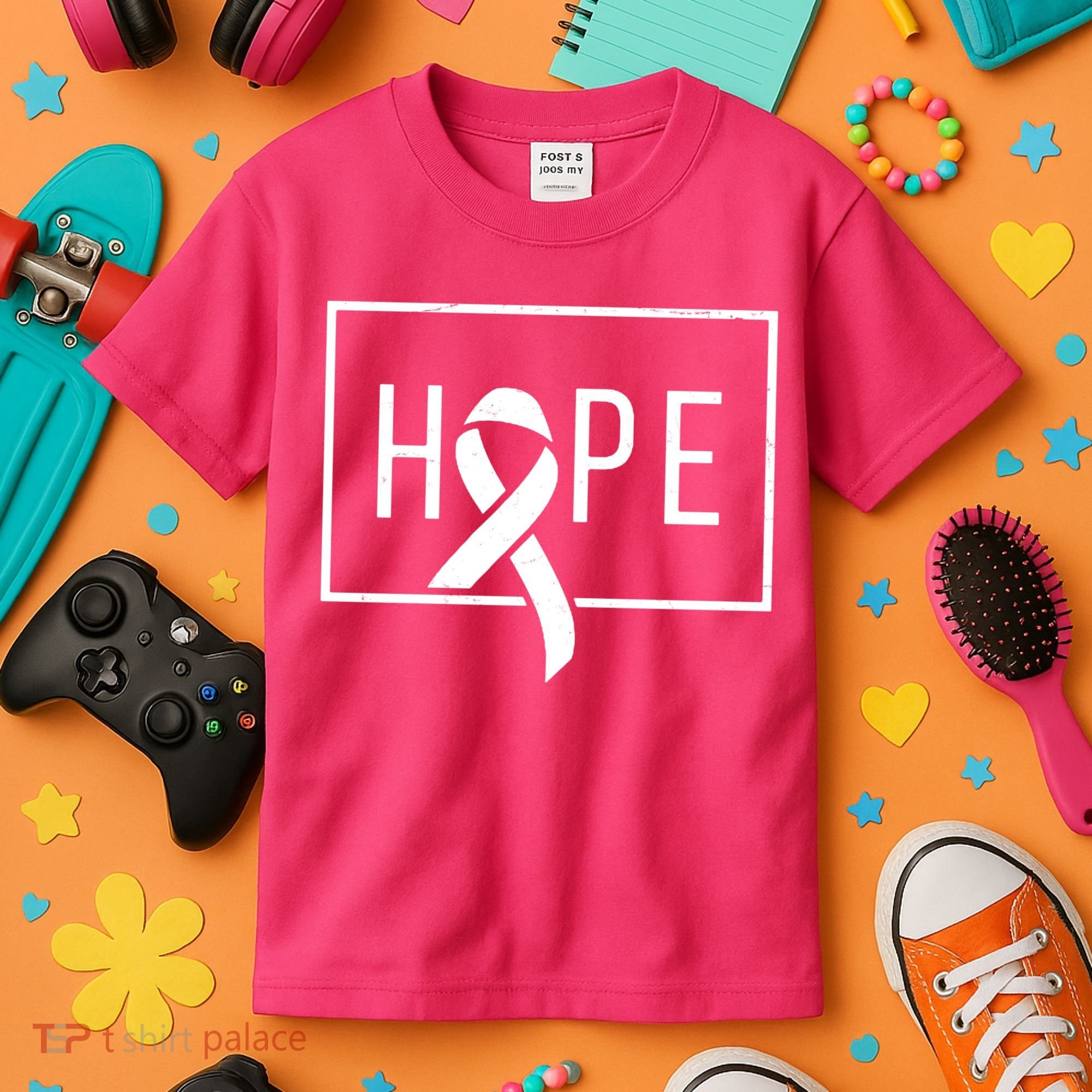 Hope Breast Cancer Awareness Ribbon Kids T-Shirt