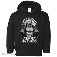 Human By Chance Alpha By Choice Alpha Wolf Meme Toddler Hoodie thumb 0