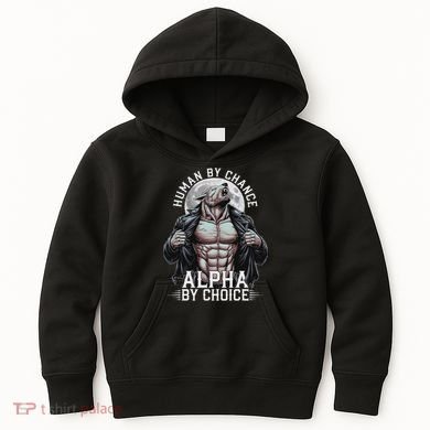 Human By Chance Alpha By Choice Alpha Wolf Meme Kids Hoodie