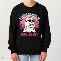 Halloween Breast Cancer Is Boo Sheet Groovy Spooky Mom Women's Sweatshirt thumb 0