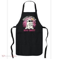 Halloween Breast Cancer Is Boo Sheet Groovy Spooky Mom Apron thumb 0