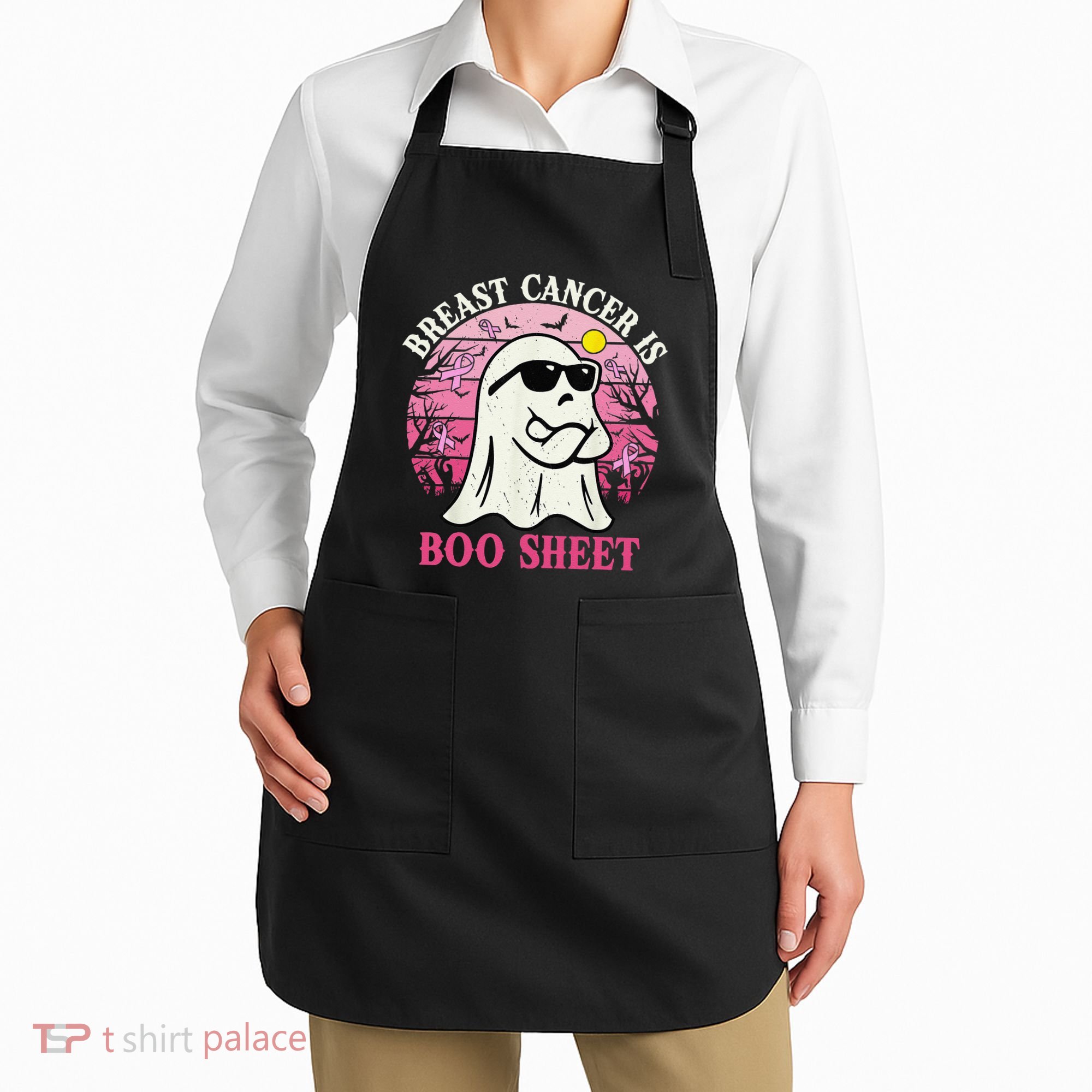 Halloween Breast Cancer Is Boo Sheet Groovy Spooky Mom Apron