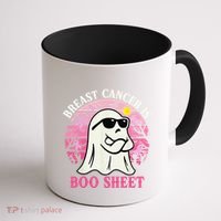 Halloween Breast Cancer Is Boo Sheet Groovy Spooky Mom Coffee Mug thumb 1