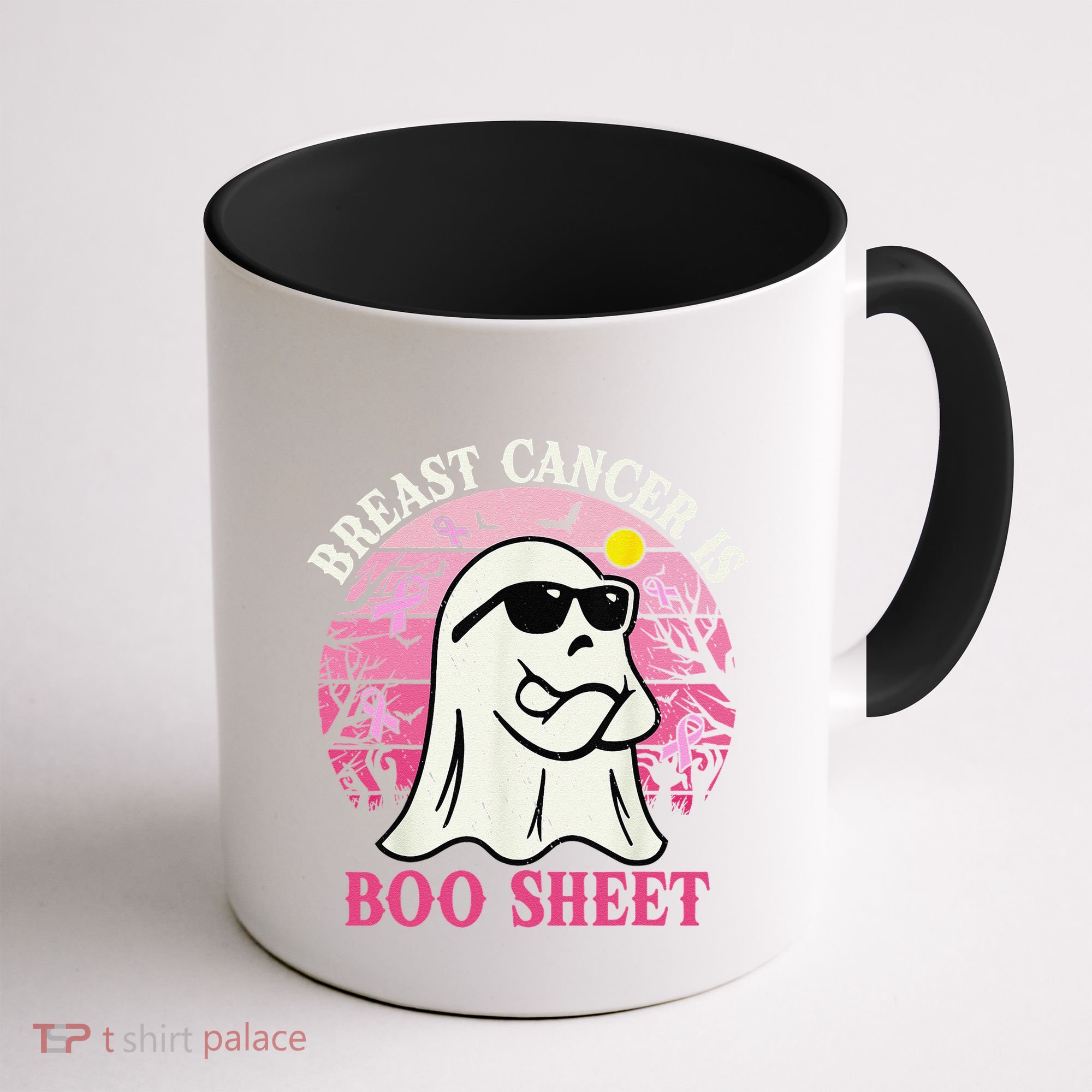 Halloween Breast Cancer Is Boo Sheet Groovy Spooky Mom Coffee Mug