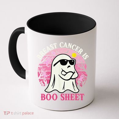 Halloween Breast Cancer Is Boo Sheet Groovy Spooky Mom Coffee Mug