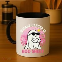 Halloween Breast Cancer Is Boo Sheet Groovy Spooky Mom Coffee Mug thumb 4
