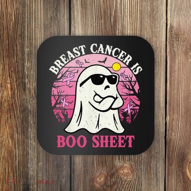 Halloween Breast Cancer Is Boo Sheet Groovy Spooky Mom Coaster