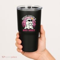 Halloween Breast Cancer Is Boo Sheet Groovy Spooky Mom Tumbler thumb 2