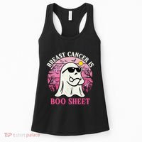 Halloween Breast Cancer Is Boo Sheet Groovy Spooky Mom Women's Tank Top thumb 0