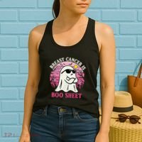 Halloween Breast Cancer Is Boo Sheet Groovy Spooky Mom Women's Tank Top thumb 2