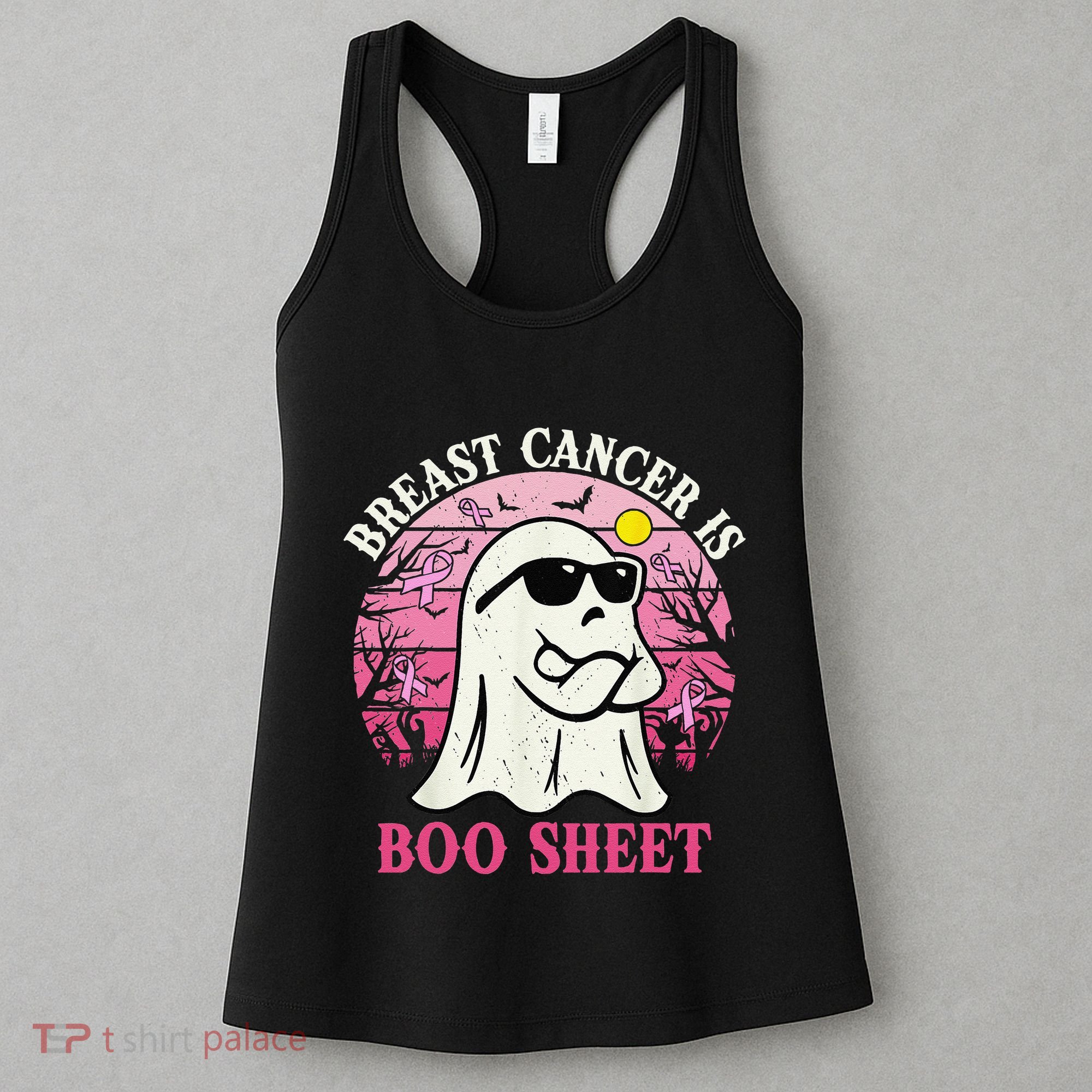 Halloween Breast Cancer Is Boo Sheet Groovy Spooky Mom Women's Tank Top