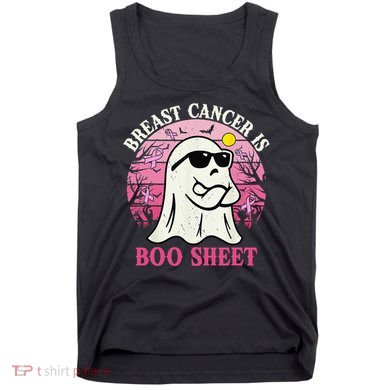 Halloween Breast Cancer Is Boo Sheet Groovy Spooky Mom Tank Top