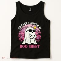 Halloween Breast Cancer Is Boo Sheet Groovy Spooky Mom Tank Top thumb 2