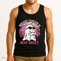 Halloween Breast Cancer Is Boo Sheet Groovy Spooky Mom Tank Top thumb 3