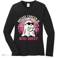 Halloween Breast Cancer Is Boo Sheet Groovy Spooky Mom Women's Long Sleeve Shirt thumb 0