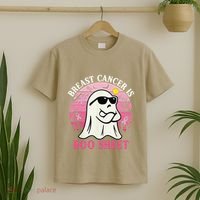 Halloween Breast Cancer Is Boo Sheet Groovy Spooky Mom T-Shirt thumb 2