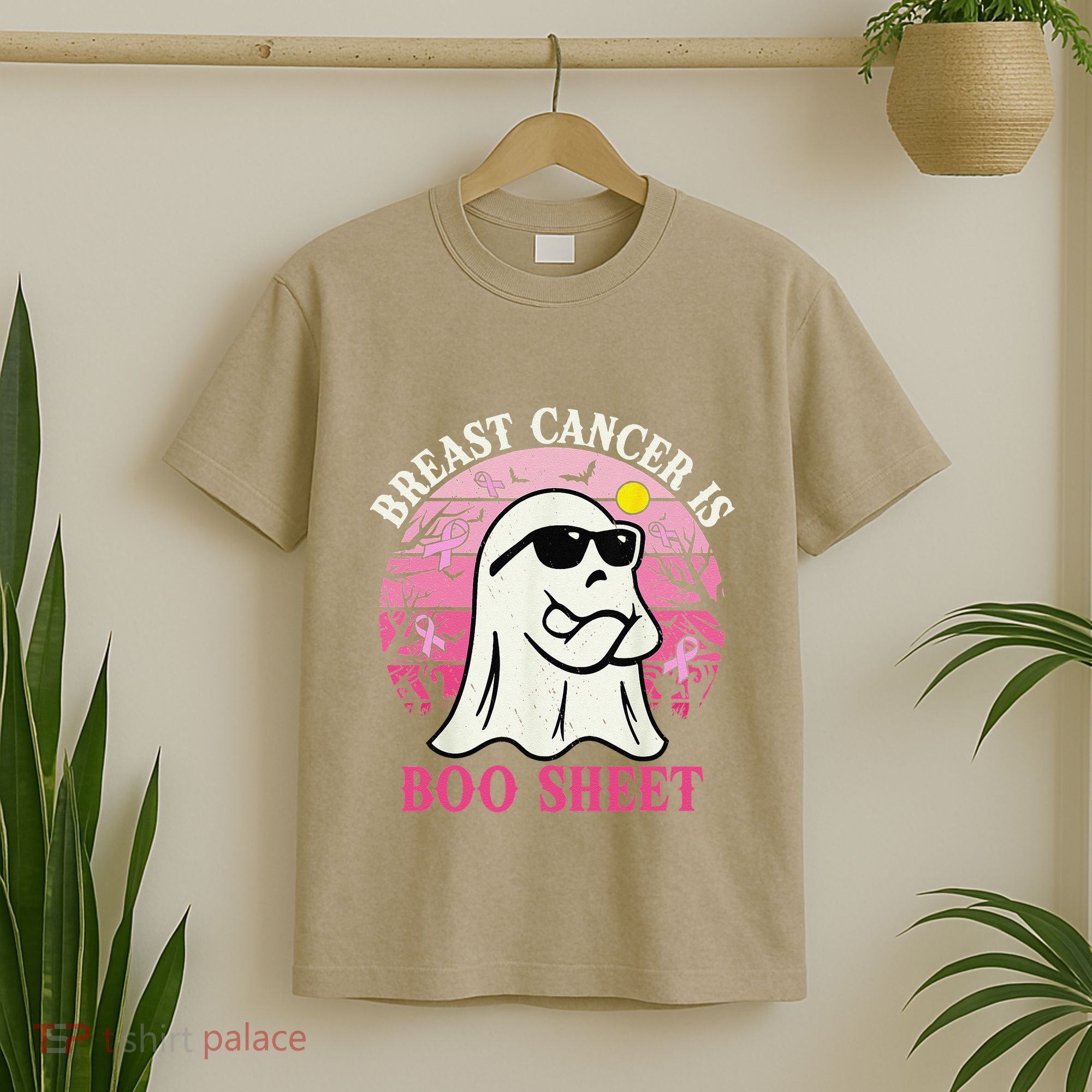 Halloween Breast Cancer Is Boo Sheet Groovy Spooky Mom T-Shirt